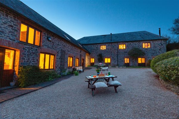 lower courtyard at dusk